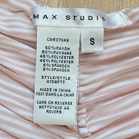 Max Studio 3/4 Sleeves PInk/White Striped Off-the-Shoulder Ruffled Small (EUC) - Picture 3 of 5